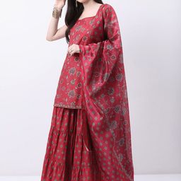 Vishudh Shoulder Straps Floral Printed Regular Kurti with Sharara & With Dupatta-22