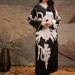 Kaftanize Floral Printed Sequinned Straight Kurta With Trouser-30