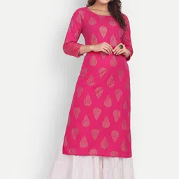 Aarti Fashion Ethnic Motifs Printed Block Print Pure Cotton Kurta with Sharara-picture-11