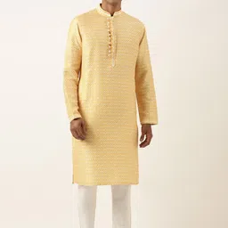 TheEthnic.Co Ethnic Motif Printed Band Collar Regular Kurta with TRouser-picture-50