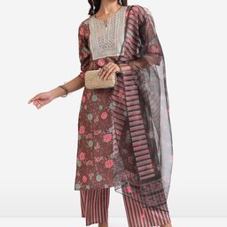 KETCH Floral Printed Thread Work Kurta with Palazzos & Dupatta-picture-16