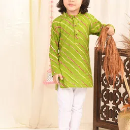 Superminis Boys Leheriya Striped Regular Pure Cotton Kurta with Pyjamas-58