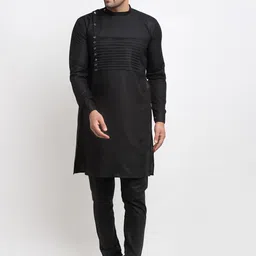 Kaifoo Men Black Kurta with Pyjamas-image-9