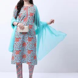 KETCH Floral Printed Kurta With Trousers & Dupatta-picture-54