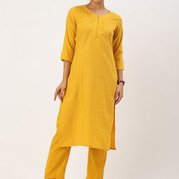 KALINI Self Design Striped Kurta With Trousers-image-30