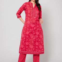 Cantabil Women Floral Printed Pure Cotton Kurta with Palazzos-picture-45