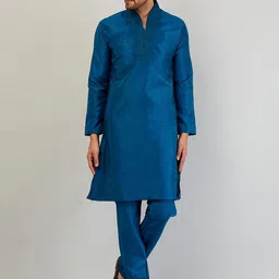 Armaan Ethnic Ethnic Motifs Yoke Design Thread Work Dupion Silk Kurta with Churidar-image-92