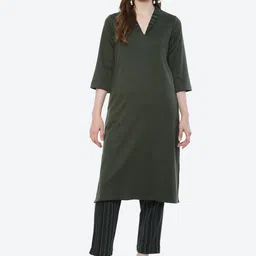 Biba Women Green Kurta with Trousers-image-80