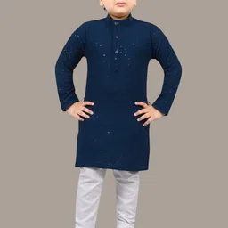 BT DEZINES Boys Ethnic Motifs Chikankari Embroidered Regular Sequinned Kurta with Pyjamas-56