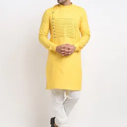 Kaifoo Men Yellow Kurta with Churidar-7