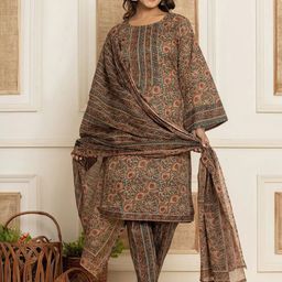 all about you Women Floral Printed Regular Kurta with Trousers & With Dupatta-picture-18