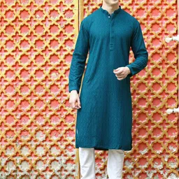 Sanwara Geometric Chikankari Embroidered Pure Cotton Kurta With Churidar-image-27