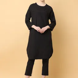 BLACK & BLAH BLAH Regular Pure Cotton Kurta with Trouser-picture-1