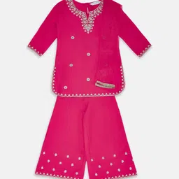 AKKRITI BY PANTALOONS Girls Floral Embroidered Kurta with Palazzos & Dupatta-picture-26