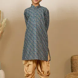Sanwara Boys Geometric Printed Mandarin Collar Straight Kurta With Dhoti Pants-picture-18