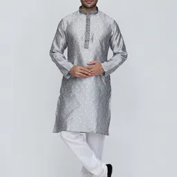 ROYAL KURTA  Paisley Woven Design Thread Work Dupion Silk Kurta With Churidar-image-86