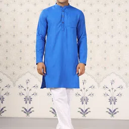Ode by House of Pataudi Mandarin Collar Straight Kurta With Pyjamas-image-37