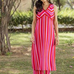 Ambraee Striped Regular Kurta with Palazzos-picture-13
