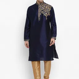 ROYAL KURTA Floral Embroidered Art Silk Kurta With Churidar-picture-16