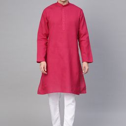 MANQ Men Pink Kurta with Pyjamas-picture-28