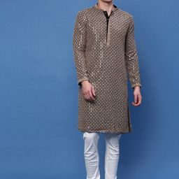 Sanwara Ethnic Motifs Embroidered Sequinned Straight Kurta with Churidar-image-75