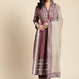 Prakhya Ethnic Motifs Printed A-Line Kurta with Trousers & Dupatta-picture-7