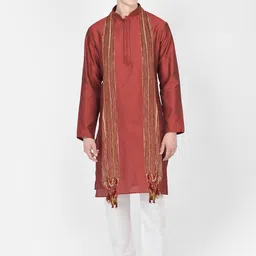 SG LEMAN Self Design Mandarin Collar Kurta with Pyjamas & Dupatta-picture-45