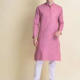NAMASKAR Men Printed Mandarin Collar Pure Cotton Kurta with Churidar-image-52