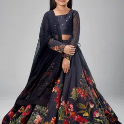 BAL BACHCHE Girls Floral Printed Lehenga & Blouse With Dupatta-picture-32