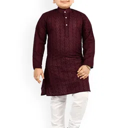 BAESD Boys Embroidered Regular Thread Work Straight Kurta With Pyjamas-1