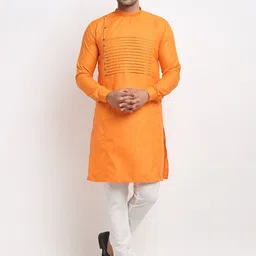 Kaifoo Men Orange Kurta with Churidar-image-76