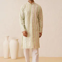 SOJANYA LUXE Embroidered Regular Sequinned Kurta with Pyjamas-image-41