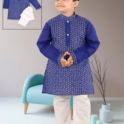 BAESD Boys Ethnic Motifs Embroidered Regular Thread Work Kurta with Trousers-41