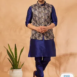 Armaan Ethnic Mandarin Collar Kurta With Churidar & Nehru Jacket-image-97
