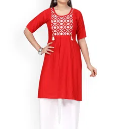 Sangria Girls Embroidered Kurta With Palazzo Kurta Sets-image-37