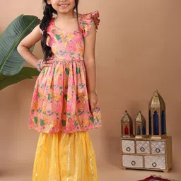 Here&Now X Kinder Kids Girls Floral Printed A-Line Kurta with Sharara-picture-49