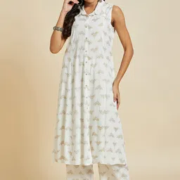Sangria Floral Printed Sleeveless A-Line Kurta And Palazzo Set-picture-23