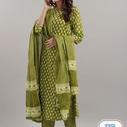 KALINI Ethnic Motifs Printed Pure Cotton Kurta with Palazzos & Dupatta-3