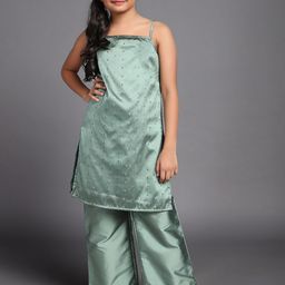 Aks Kids Girls Ethnic Motif Woven Design Regular Kurta With Palazzos-22