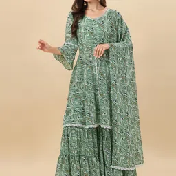Virah Fashion Printed Pleated Kurta with Sharara & With Dupatta-image-52