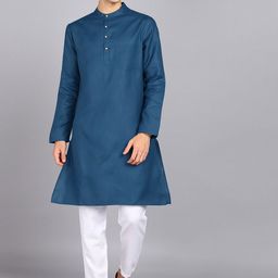 HERE&NOW Blue Regular Kurta With Pyjamas-image-41