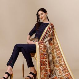 KALINI Women Striped Kurta with Trousers with Digital Print Dupatta-picture-0