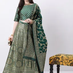 Vishudh Green Ethnic Motifs semi-stitched Blouse and Lehenga & Blouse With Dupatta-picture-38