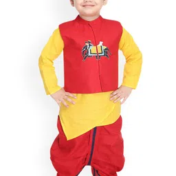 BAESD Boys Ethnic Motifs Printed Layered Kurta with Dhoti Pants-30