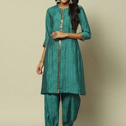 Rangriti Bandhani Printed Round Neck Sequinned Kurta with Palazzos-10