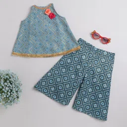 MANY FROCKS & Girls Bandhani Printed Regular Pure Cotton Kurta with Palazzos-picture-57
