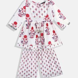 Readiprint Fashions Girls Floral Printed Gotta Patti Pure Cotton A-line Kurta With Sharara-image-26