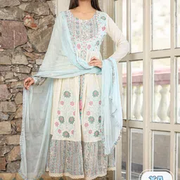 Readiprint Fashions Floral Embroidered Pure Cotton Kurta with Trousers & Dupatta-picture-25