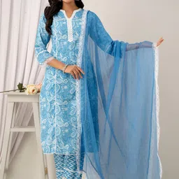 Kohsh Paisley Printed Regular Pure Cotton Kurta with Trousers & With Dupatta-53