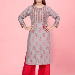 Sangria Girls Floral Printed Pure Cotton Straight Kurta & Trousers-30